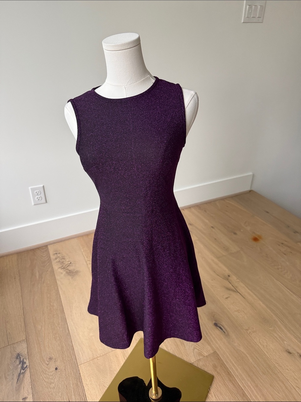 Sparkling Sleeveless Purple Fit-and-Flare Mini Dress - Picture 2 of 3